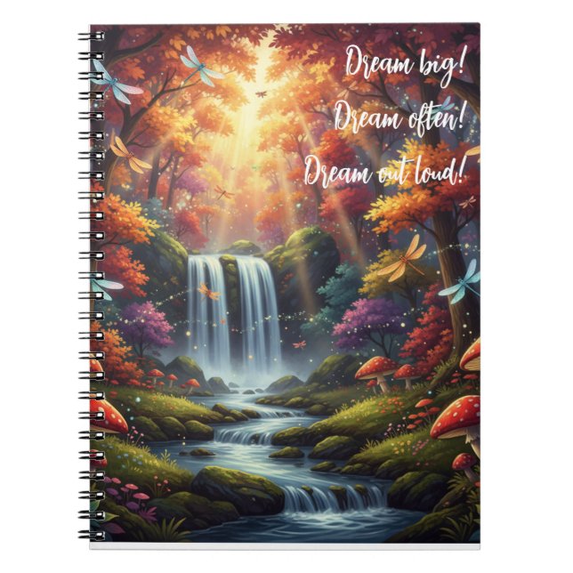 Cuaderno Las libélulas "sueña grande" y el bosque místico (Frente)