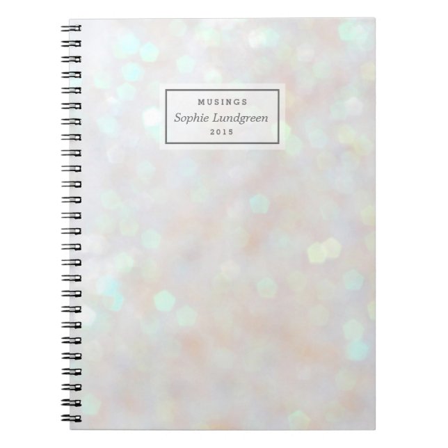 Cuaderno Las luces blancas del confeti personalizaron el (Frente)