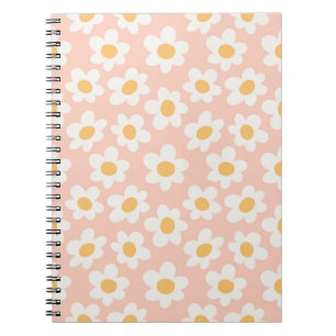 Cuaderno Las mareas de estilo retro florecen con fondo rosa