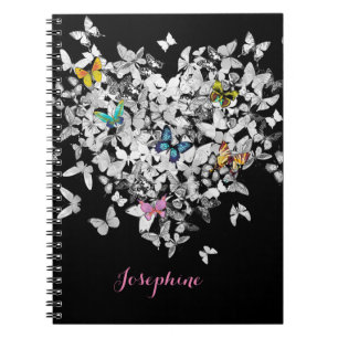 Cuaderno Las mariposas cardíacas Girly Cute Personalizadas