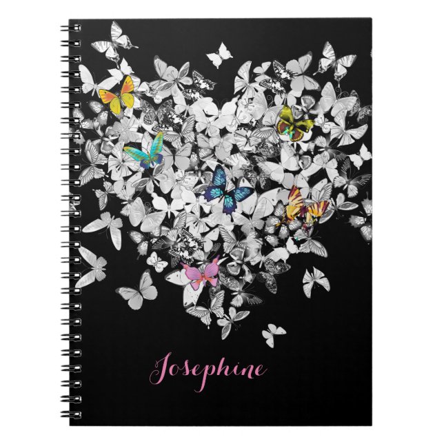 Cuaderno Las mariposas cardíacas Girly Cute Personalizadas (Frente)