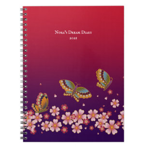 Cuaderno Las mariposas japonesas florecen en el Sakura pers