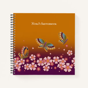 Cuaderno Las mariposas japonesas florecen en el Sakura pers