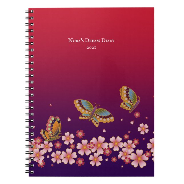 Cuaderno Las mariposas japonesas florecen en el Sakura pers (Frente)