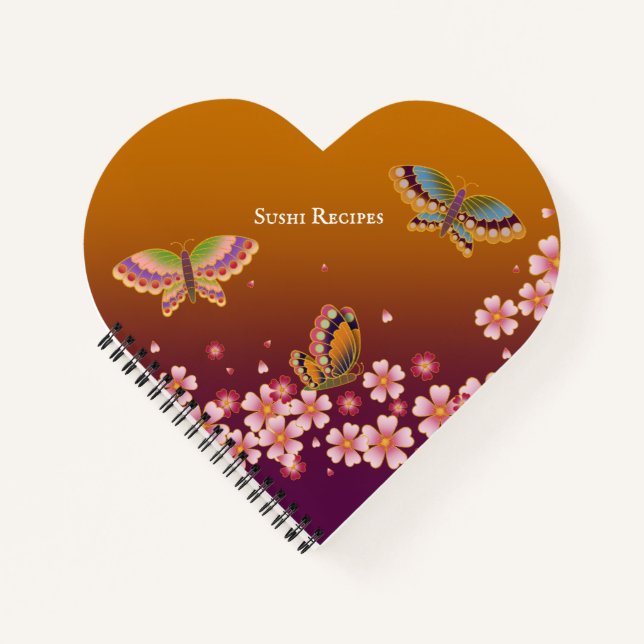 Cuaderno Las mariposas japonesas florecen en el Sakura pers (Anverso)