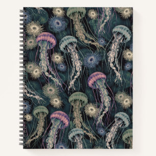 Cuaderno Las medusas etéreas y las anémonas en Verde azulad