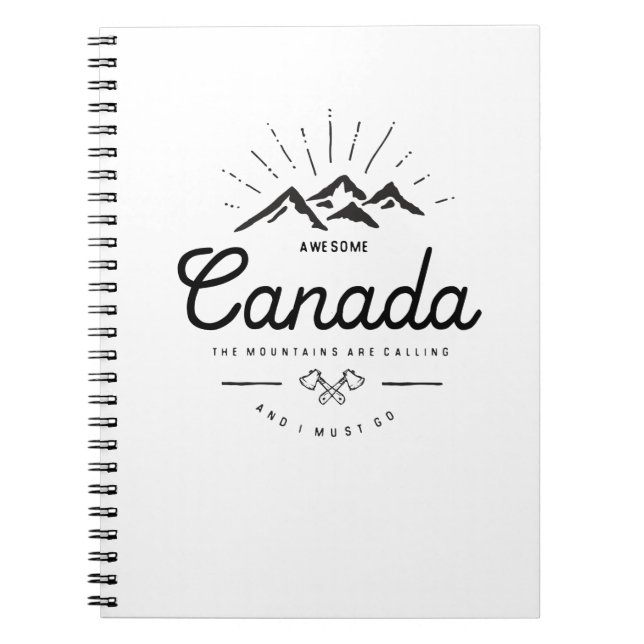 Cuaderno Las montañas de Canadá llaman "Debo ir a Monotone" (Frente)