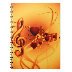 Cuaderno Las notas de Clef adoran la música del corazón