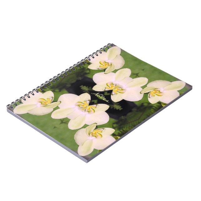 Cuaderno Las orquídeas blancas en un fondo verde (Lado Izquierdo)