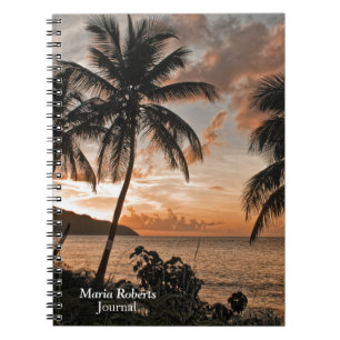 Cuaderno Las palmeras tropicales de Sunset Beach Personaliz