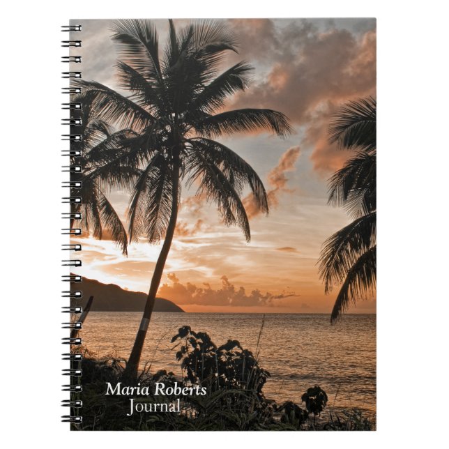 Cuaderno Las palmeras tropicales de Sunset Beach Personaliz (Frente)