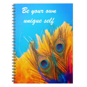 Cuaderno Las plumas de pavo real azul y amarillo Aqua moder