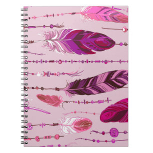 Cuaderno Las Plumas Étnicas: Patrón De Colores Brillantes.