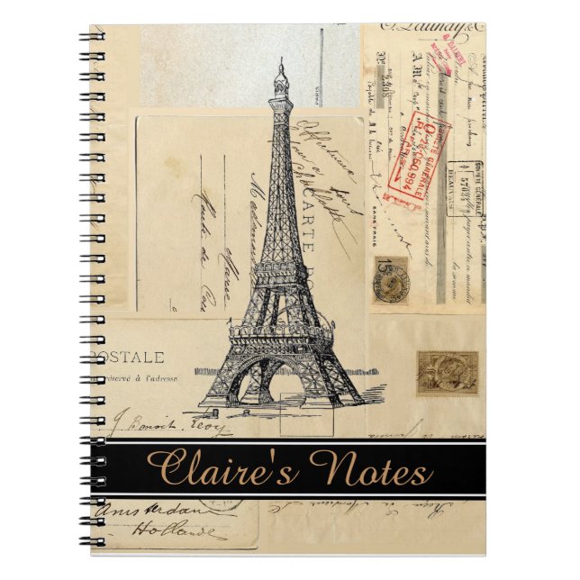 Cuaderno Las postales francesas de París personalizan el (Frente)