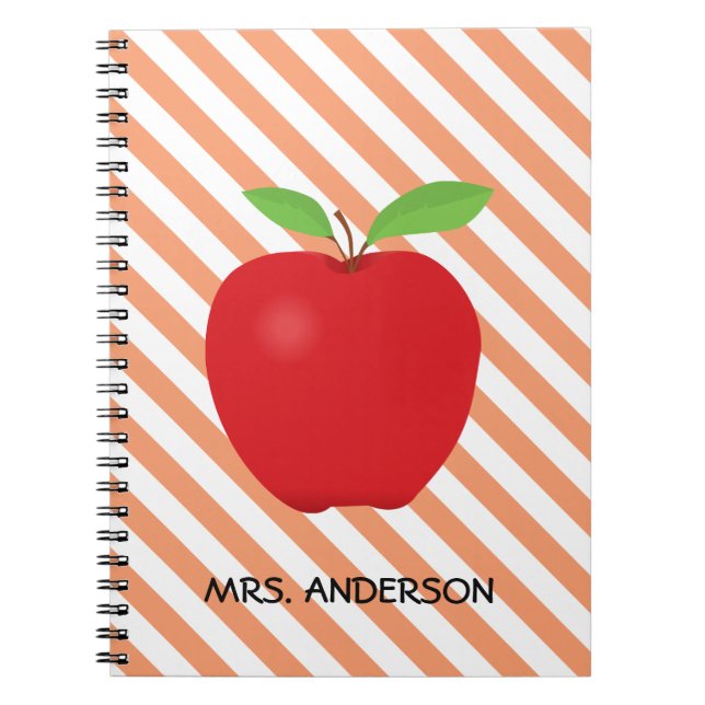 Cuaderno Las rayas anaranjadas, Apple rojo personalizaron (Frente)