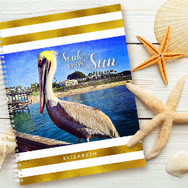 Cuaderno Las rayas blancas de oro de la playa Pelican toman
