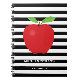 Cuaderno Las rayas negras, Apple rojo personalizaron al