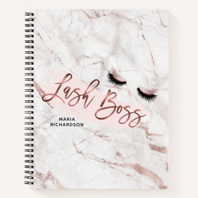 Cuaderno Lash Boss Makeup Eyebrow Ojos Lazas Rosa Oro (Anverso)