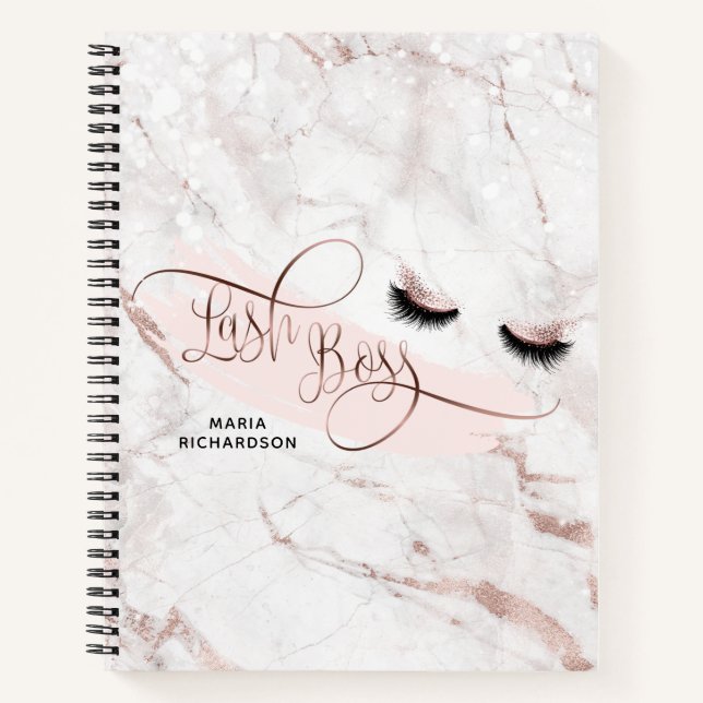 Cuaderno Lash Boss Makeup Eyebrow Ojos Lazas Rosa Oro (Anverso)