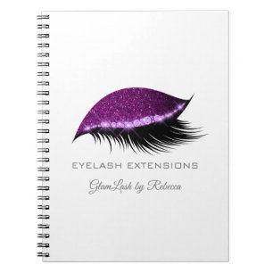 Cuaderno Lashes Extension Purple Silver Makeup Glitter