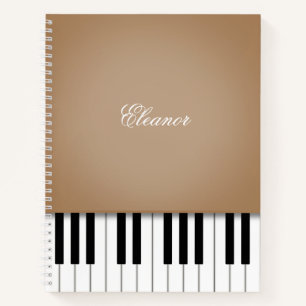 Cuaderno Latte Brown Piano Music Keyboard Personalizado