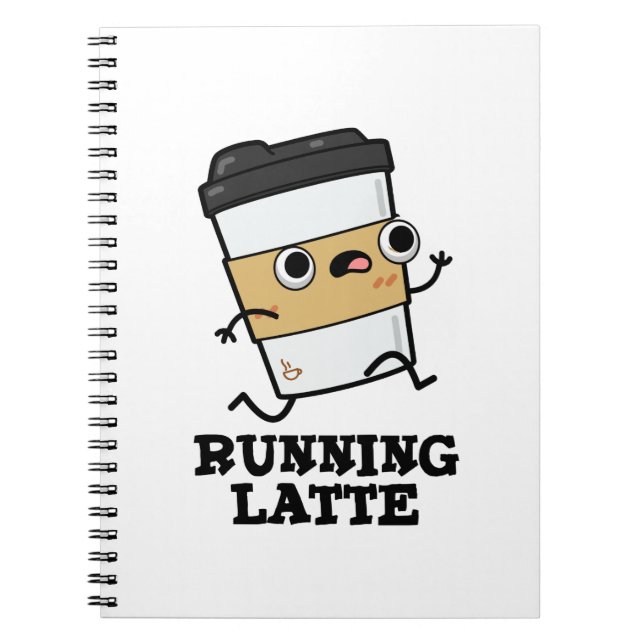 Cuaderno Latte Corriendo Chiste Divertido de Café (Frente)