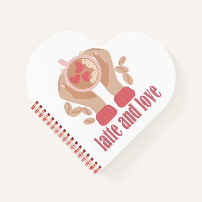 Cuaderno Latte y taza de amor, manos y cita de café (Anverso)