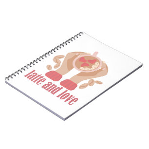 Cuaderno Latte y taza de amor, manos y cita de café