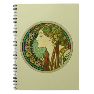 Cuaderno Laurel, Alphonse Mucha Vintage Art Nouveau