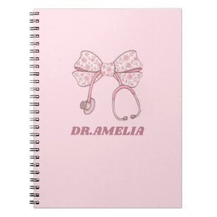 Cuaderno Laurel Floral en lazo estetoscopio Diseño de nombr
