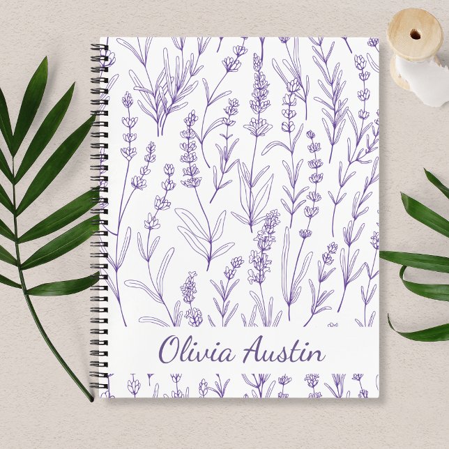 Cuaderno Lavanda Botánica Personalizada Elegante Minimalist (Subido por el creador)