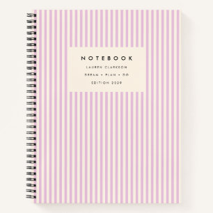 Cuaderno Lavanda con bandas verticales, fondo de crema