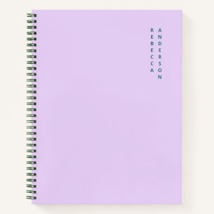 Cuaderno Lavanda estética y nombre vertical Verde azulado