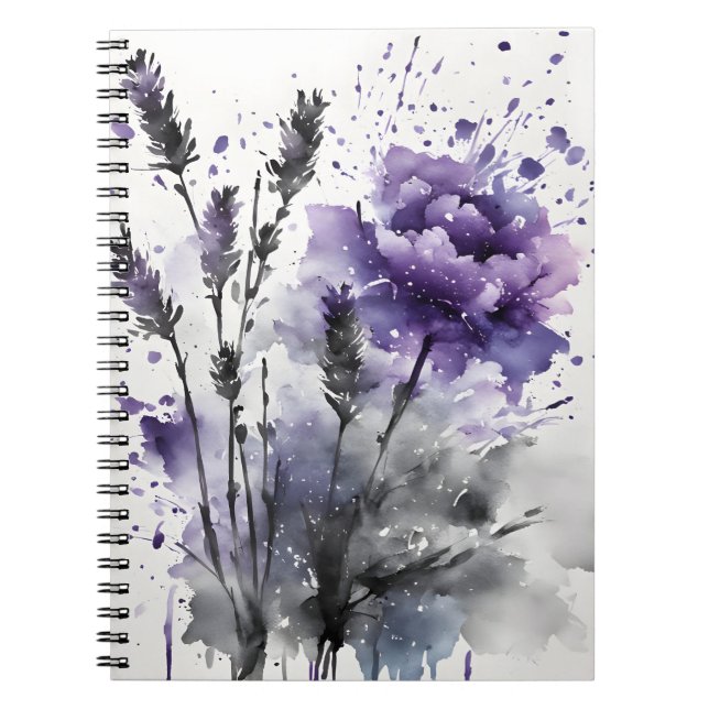 Cuaderno Lavanda - Flores de acuarela (Frente)