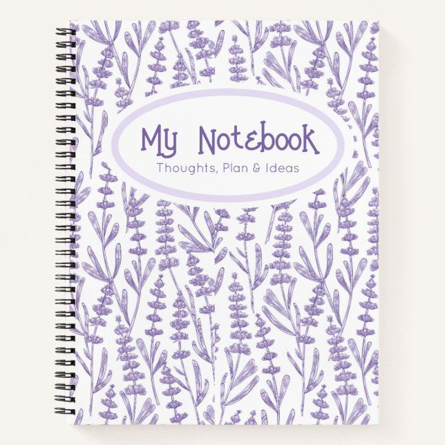 Cuaderno Lavanda personalizada Purple Elegent Floral (Anverso)