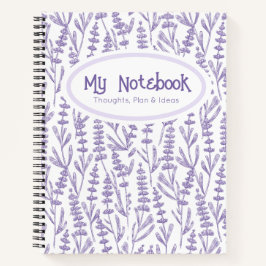 Cuaderno Lavanda Personalizada Púrpura Floral Elegante