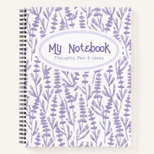 Cuaderno Lavanda Personalizada Púrpura Floral Elegante