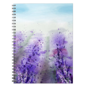 Cuaderno Lavanda provenzal: Campo acuarela de época