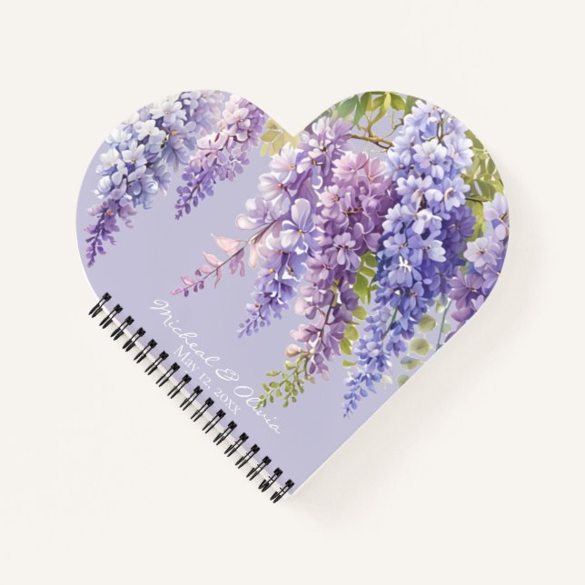 Cuaderno Lavanda púrpura acuarela glicinia floral lilac (Anverso)