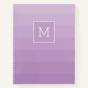 Cuaderno Lavanda púrpura Tiras horizontales Sombros Monogr