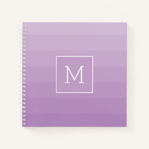 Cuaderno Lavanda púrpura Tiras horizontales Sombros Monogr