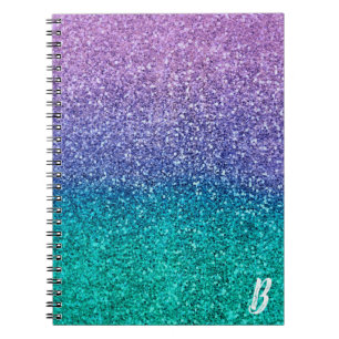 Cuaderno Lavanda Púrpura y Verde Acuático Teal Brillante co