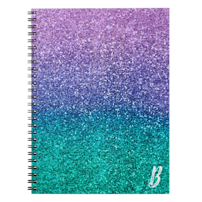Cuaderno Lavanda Púrpura y Verde Acuático Teal Brillante co (Frente)