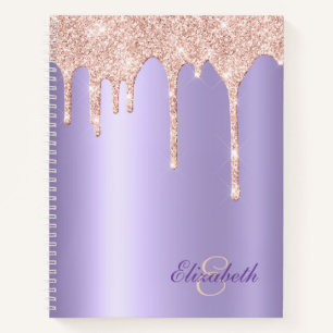 Cuaderno Lavanda satinada Rubor Perforaciones Purpurinas ro