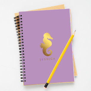 Cuaderno Lavanda y falso Seahorse del Relieve metalizado