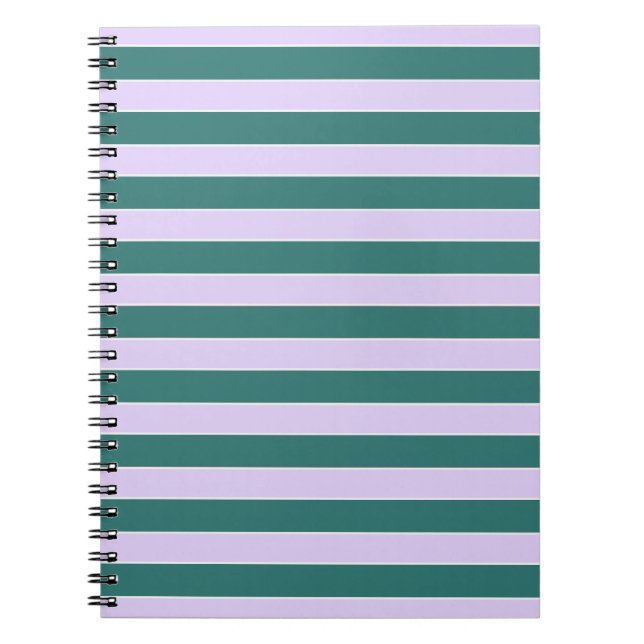 Cuaderno Lavanda y franjas horizontales Verde azuladas (Frente)