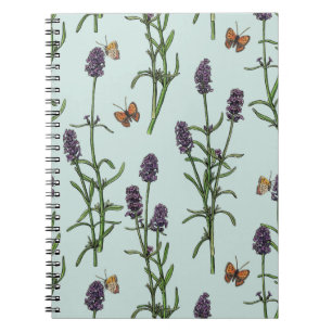 Cuaderno Lavanda y mariposas en vidrio marino