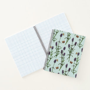 Cuaderno Lavanda y mariposas en vidrio marino
