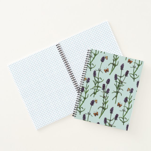 Cuaderno Lavanda y mariposas en vidrio marino (Interior)