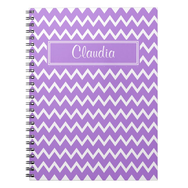 Cuaderno Lavanda y patrón de zigzag blanco (Frente)